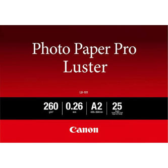 Levně Canon LU-101 Photo Paper Pro Luster, LU-101, foto papír, lesklý, 6211B026, bílý, A2, 16.54x23.39", 260 g/m2, 25 ks, inkoustový