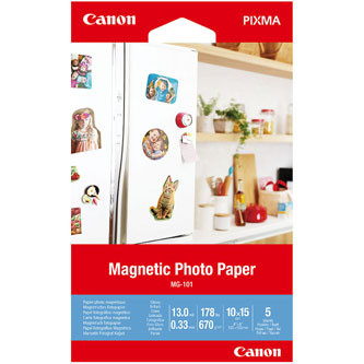 Levně Canon Magnetic Photo Paper, MG-101, foto papír, lesklý, 3634C002, bílý, Canon PIXMA, 10x15cm, 4x6", 670 g/m2, 5 ks, nespecifikován
