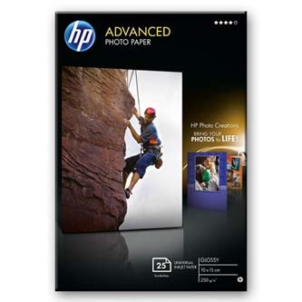 HP Advanced Glossy Photo Paper, Q8691A, foto papír, bez okrajů typ lesklý, zdokonalený typ bílý, 10x15cm, 4x6", 250 g/m2, 25 ks, i