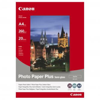 Levně Canon Photo Paper Plus Semi-Glossy, SG-201 A4, foto papír, pololesklý, saténový typ 1686B021, bílý, A4, 260 g/m2, 20 ks, inkoustov