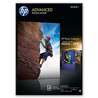 Levně HP Advanced Glossy Photo Paper, Q5456A, foto papír, lesklý, zdokonalený typ bílý, A4, 250 g/m2, 25 ks, inkoustový