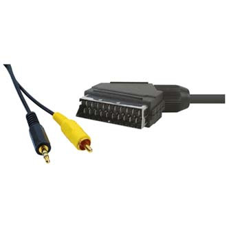 Audio/Video kabel SCART samec - CINCH samec + Jack (3.5mm) samec, 1.5m, černý
