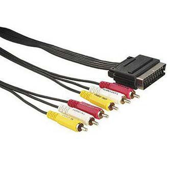 Levně Video kabel SCART samec - 6x CINCH samec, 1.5m, černý