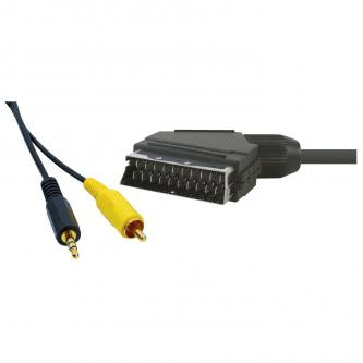 Levně Video kabel SCART samec - CINCH samec + Jack (3.5mm) samec, 5m, černý
