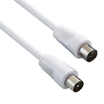 Levně Antenní kabel Coax (9.5mm) samec - Coax (9.5mm) samice, 2m, 75 Ohm, bílý