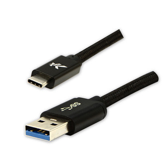 Levně Logo USB kabel (3.2 gen 1), USB A samec - USB C samec, 2m, 5 Gb/s, 5V/3A, černý, box, nylonové opletení, hliníkový kryt konektoru