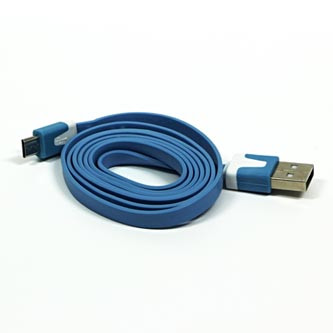 Logo USB kabel (2.0), USB A samec - microUSB samec, 1m, plochý, modrý, blistr