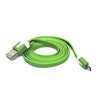 USB kabel (2.0), USB A samec - microUSB samec, 1m, plochý, zelený