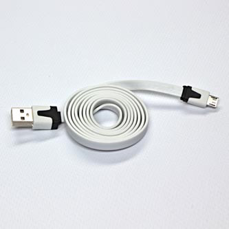 Levně USB kabel (2.0), USB A samec - microUSB samec, 1m, plochý, bílý