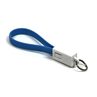 Levně USB kabel (2.0), USB A samec - microUSB samec, 0.2m, modrý, klíčenka