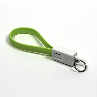 Logo USB kabel (2.0), USB A samec - microUSB samec, 0.2m, světle zelená, blistr, klíčenka