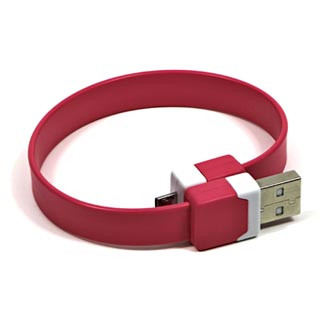 Logo USB kabel (2.0), USB A samec - microUSB samec, 0.25m, růžový, blistr, náramek