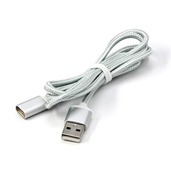Levně USB kabel (2.0), USB A samec - Magnetická koncovka, 1m, stříbrný