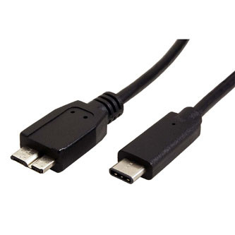 USB kabel (3.0), USB C samec - USB micro B samec, 0.5m, kulatý, černý, plastic bag