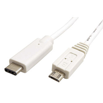 Levně USB kabel (2.0), USB C samec - microUSB samec, 2m, kulatý, bílý, plastic bag