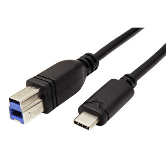 USB kabel (3.0), USB C samec - USB3.0 B samec, 3m, kulatý, černý, plastic bag, SuperSpeed