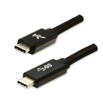Levně Logo USB kabel (3.2 gen 1), USB C samec - USB C samec, 2m, 5 Gb/s, 5V/3A, černý, box, nylonové opletení, hliníkový kryt konektoru