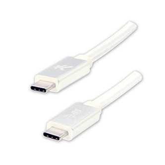 Logo USB kabel (3.2 gen 1), USB C samec - USB C samec, 2m, 5 Gb/s, 5V/3A, bílý, box, nylonové opletení, hliníkový kryt konektoru