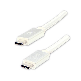 Logo USB kabel (3.2 gen 2), USB C samec - USB C samec, 1m, Power Delivery 100W, 10 Gb/s, 20V/5A, bílý, box, nylonové opletení, hli