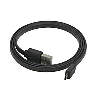 Levně USB kabel (2.0), USB A samec reversible - microUSB samec reversible, 0.3m, plochý, černý, oboustranný
