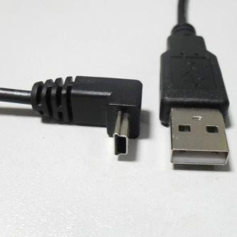 Levně USB kabel (2.0), USB A samec - miniUSB samec, 1.8m, lomený 90&deg;, černý