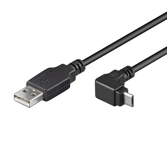 USB kabel (2.0), USB A samec - microUSB samec, 1.8m, lomený 90&deg;, černý