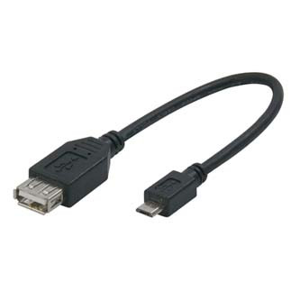 Levně USB kabel (2.0), microUSB samec - USB A samice, 0.2m, OTG, černý, DOPRODEJ