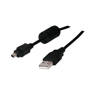 Logo USB kabel (2.0), USB A samec - 4-pin samec, 1.8m, černý, blistr, FUJI