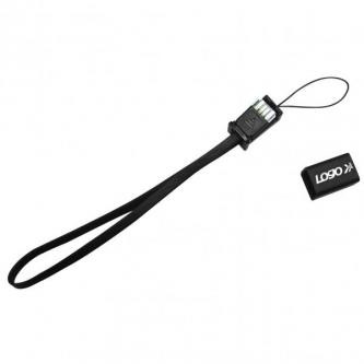 Levně Logo USB kabel (2.0), USB A samec - miniUSB samec, 0.3m, černý, poutko na foťák