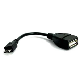 Levně USB kabel (2.0), microUSB samec - USB A samice, 0.15m, OTG, černý