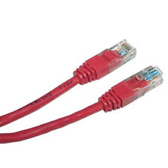 Levně Síťový LAN kabel UTP patchcord, Cat.5e, RJ45 samec - RJ45 samec, 0.25 m, nestíněný, červený, economy