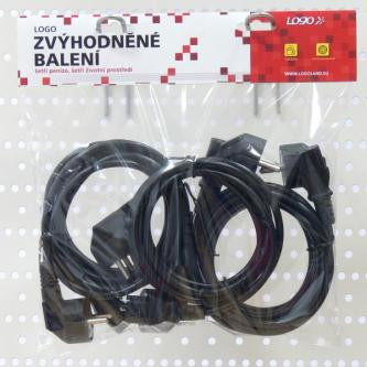 Levně Síťový kabel 230V napájecí, CEE7 (vidlice) - C13, 2m, VDE approved, černý, Logo, 5-pack, cena za 1 kus