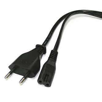 Levně Síťový kabel 230V napájecí, CEE7/16 (eurozástrčka) - C7, 2m, VDE approved, černý, 2-pinová koncovka