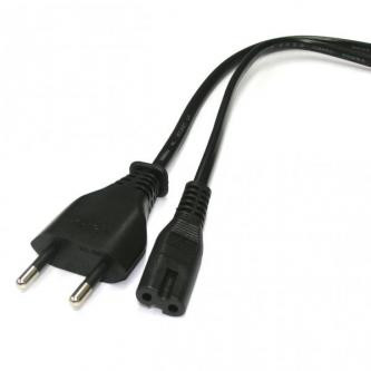 Levně Síťový kabel 230V napájecí, CEE7/16 (eurozástrčka) - C7, 2m, VDE approved, černý, Logo, 2-pinová koncovka