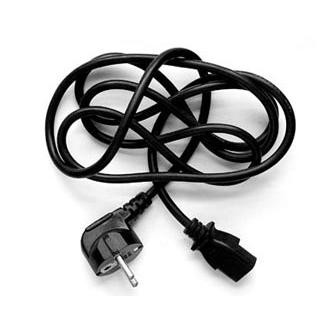 Levně Síťový kabel 230V napájecí, CEE7 (vidlice) - C13, 3m, VDE approved, černý, Logo, blistr