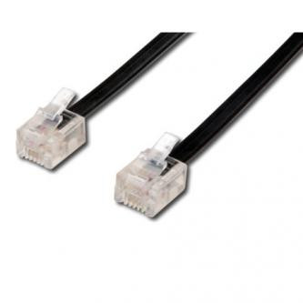 Telefonní kabel 4 žíly, RJ11 samec - RJ11 samec, 15 m, černý, pro ADSL modem, economy
