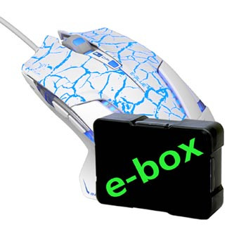 Myš drátová USB, E-blue Mazer Pro, bílo-modrá, optická, 2500DPI, e-box