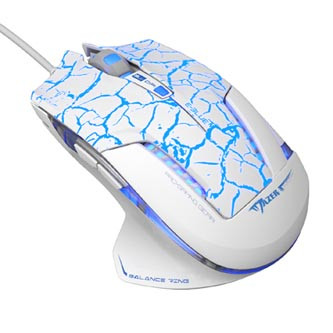 Myš drátová USB, E-blue Mazer Pro, bílo-modrá, optická, 2500DPI