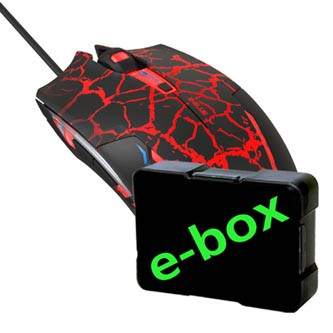 Myš drátová USB, E-blue Cobra, černo-červená, optická, 2500DPI, e-box