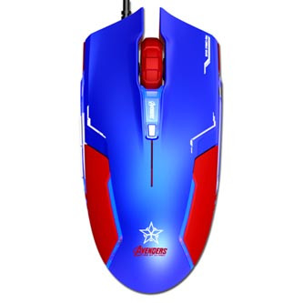 Levně Myš drátová, E-blue Captain America, modrá, optická, 1600DPI