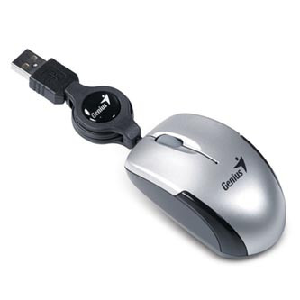 Myš drátová, Genius Micro Traveler V2, stříbrná, optická, 1200DPI
