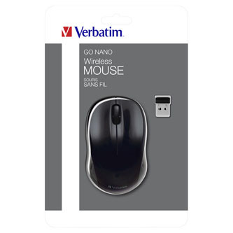 Myš bezdrátová, Verbatim Go Nano 49042, černá, optická, 1600DPI