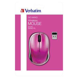 Levně Myš bezdrátová, Verbatim Go Nano 49043, růžová, optická, 1600DPI