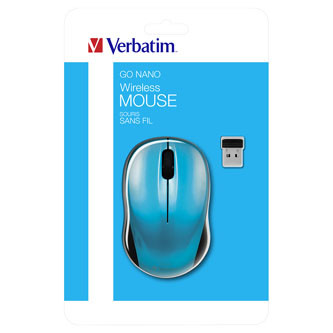 Myš bezdrátová, Verbatim Go Nano 49044, modrá, optická, 1600DPI
