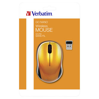 Myš bezdrátová, Verbatim Go Nano 49045, oranžová, optická, 1600DPI