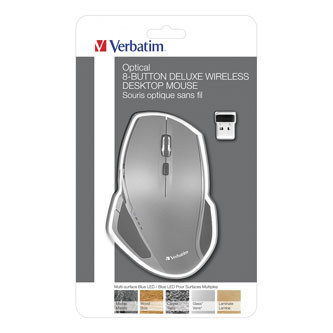 Levně Myš bezdrátová, Verbatim Deluxe, šedá, optická, 1600DPI