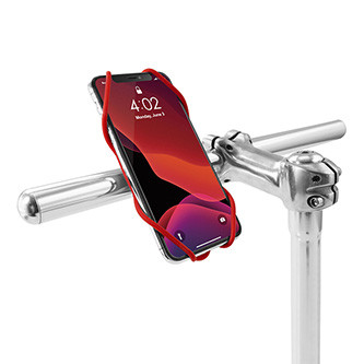 Levně Držák mobilu Bone Bike Tie 3, na kolo, nastavitelná velikost, červený, 4.7-7.2", silikon, k připevnění na řídítka, červená