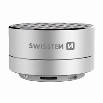 Levně SWISSTEN Bluetooth reproduktor i-METAL, 3W, stříbrný, regulace hlasitosti, kovový