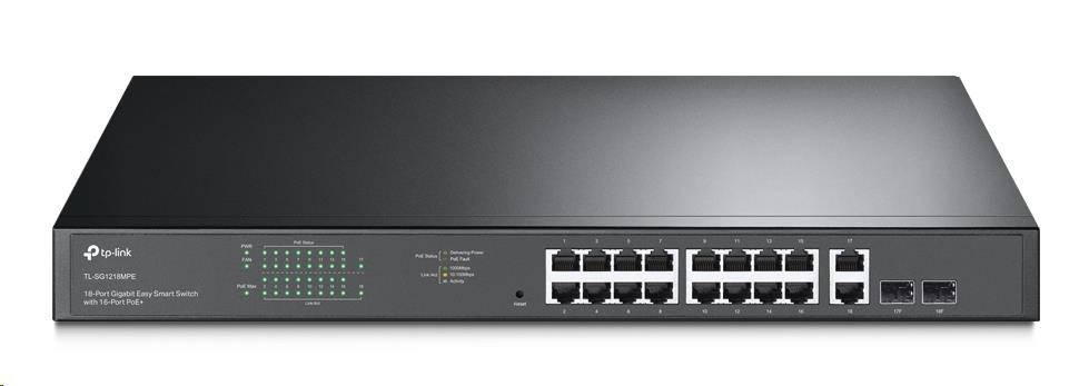 Levně TP-Link CCTV Easy Smart switch TL-SG1218MPE (16xGbE, 2xGbE/2xSFP combo, 16xPoE+, 250W)