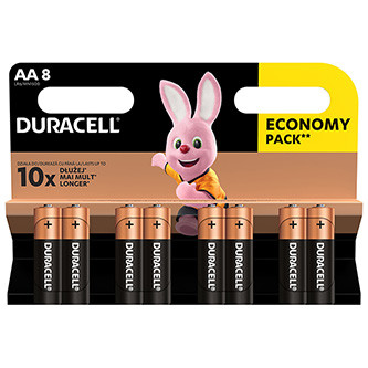 Baterie alkalická, AA (LR6), AA, 1.5V, Duracell, blistr, 8-pack, 42303, Basic